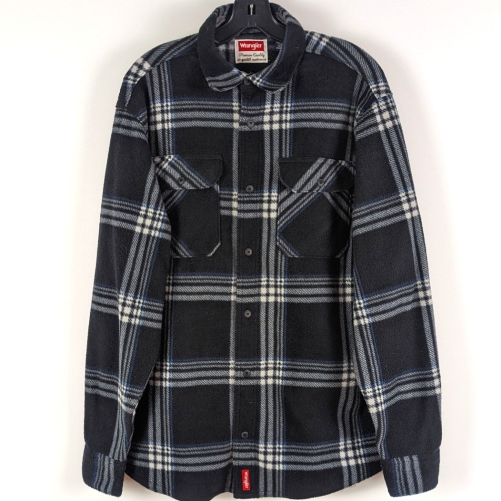 Wrangler Black Tartan Fleece Shacket